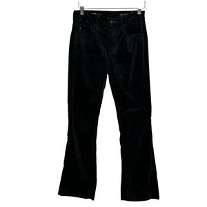 AG Farrah Boot Crop High Rise Velvet Jeans Pants Black Stretch Bootcut
